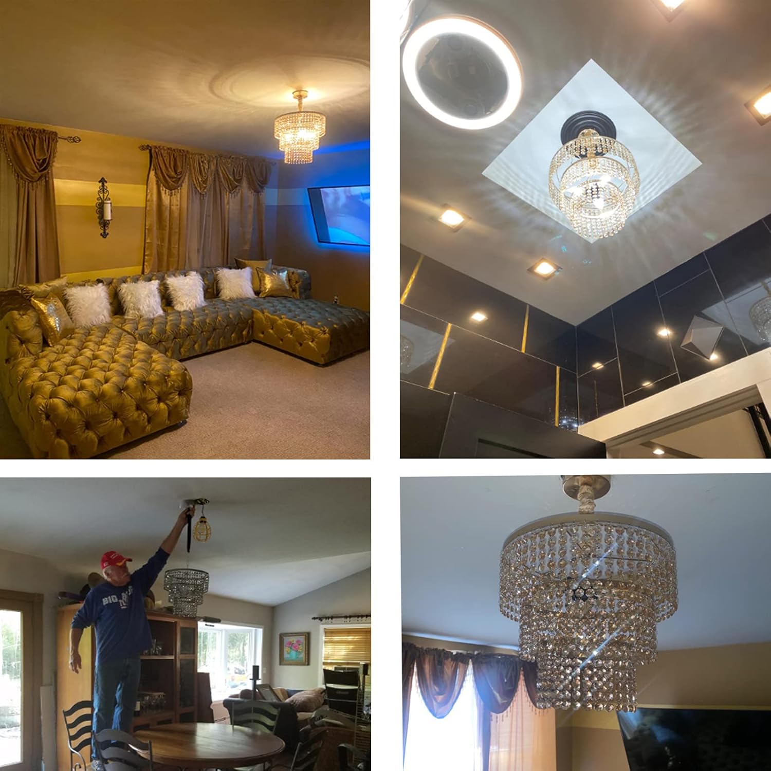 🛒 Flash Sale Luxurious K9 Crystal Chandelier with 3 Circle Octagon Shape Crystal Lighting Fixture Pendant Lighting for Dining Room Bathroom Bedroom Living-Room 3 E26 LED Bulbs (Transparent Pewter)