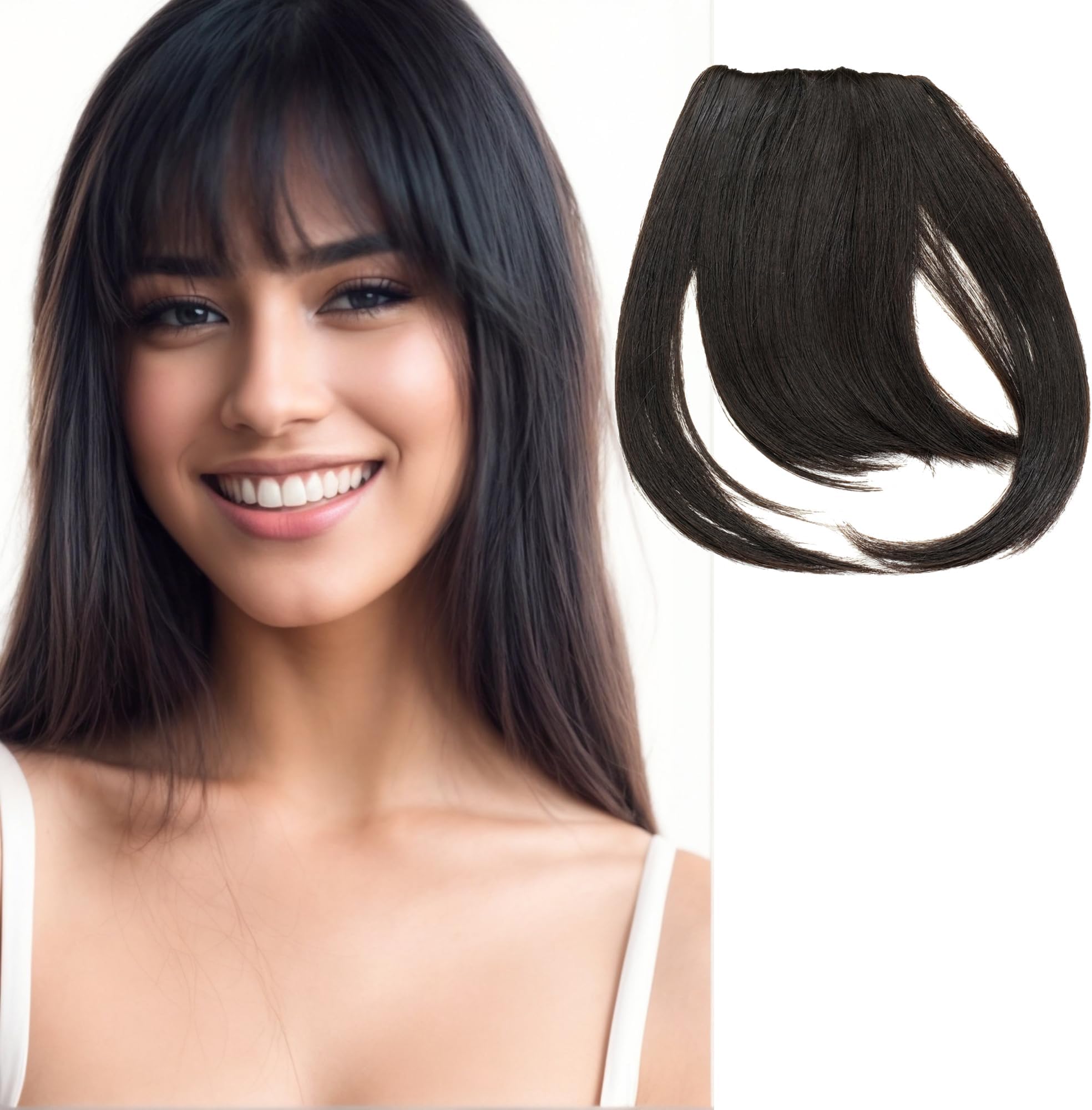 - Clip-In Bangs/Fringes for Women - 100% Remy Human Hair Extensions for Effortless Hairstyle Transformations Size - High Dense Style