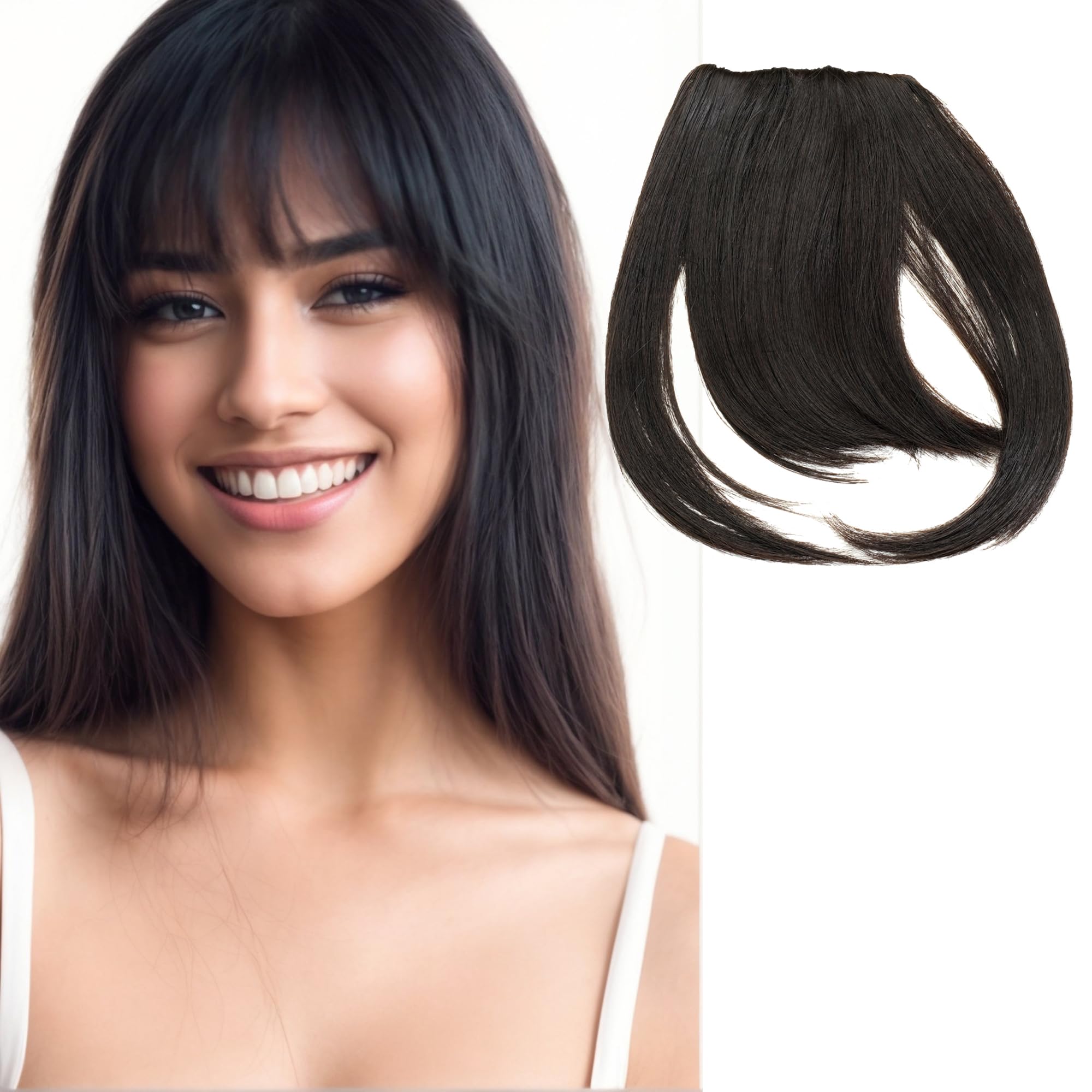 - TheFairHair Clip-In Bangs/Fringes for Women - 100% Remy Human Hair Extensions for Effortless Hairstyle Transformations Size - High Dense Style