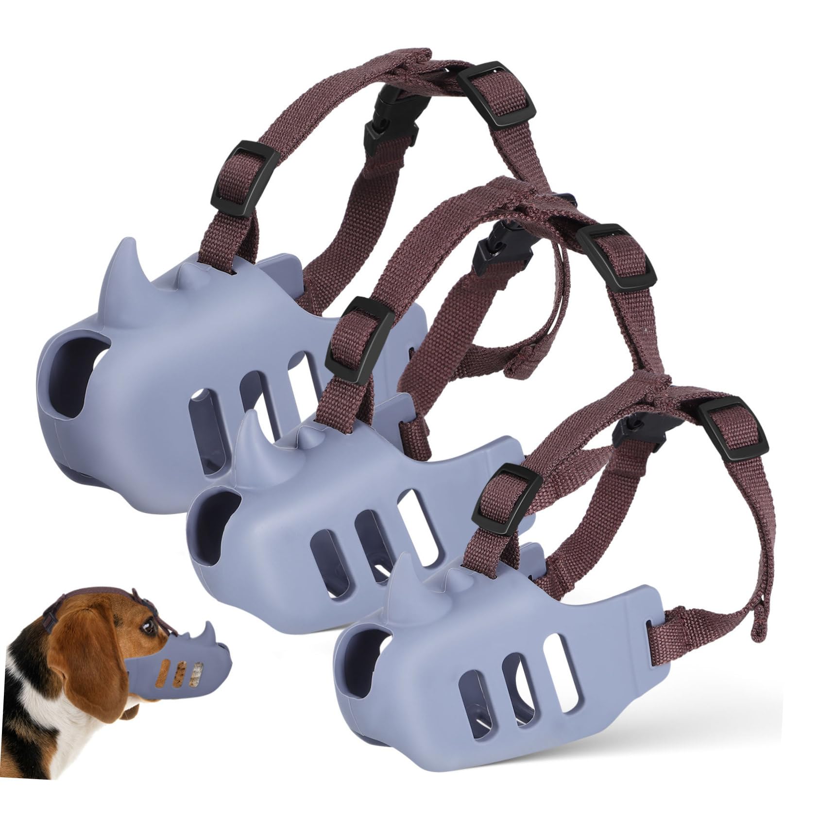 VICASKY 3 pièces Muselière Douce Réglable pour Chiens Moyens et Petits Anti-Morsure et Anti-aboiement Confortable et Respirante Lot