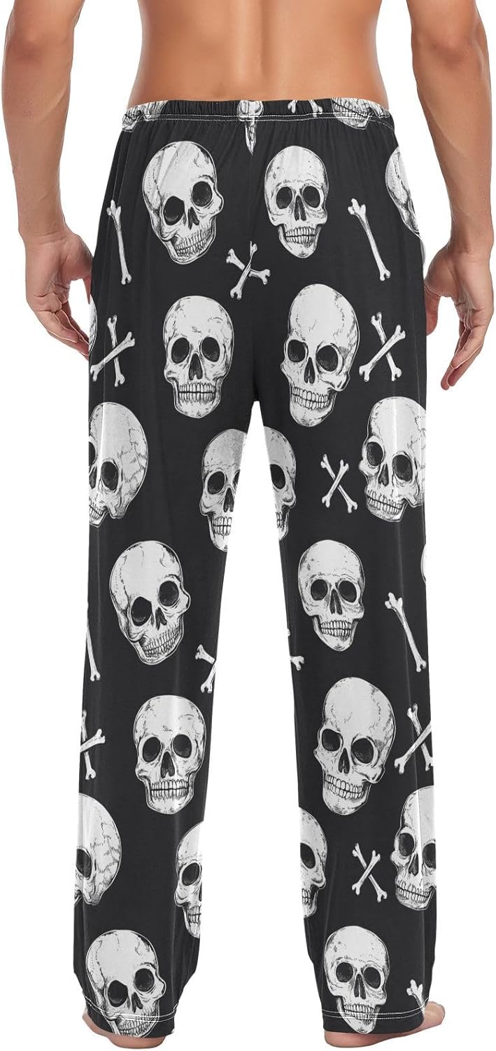 Pirates Colorful Skulls Pajama Pants Yellow Red Stars Men's Pajama Bottoms Lounge Sleepwear PJs Lightweight Sleep Pants XL - Image 2