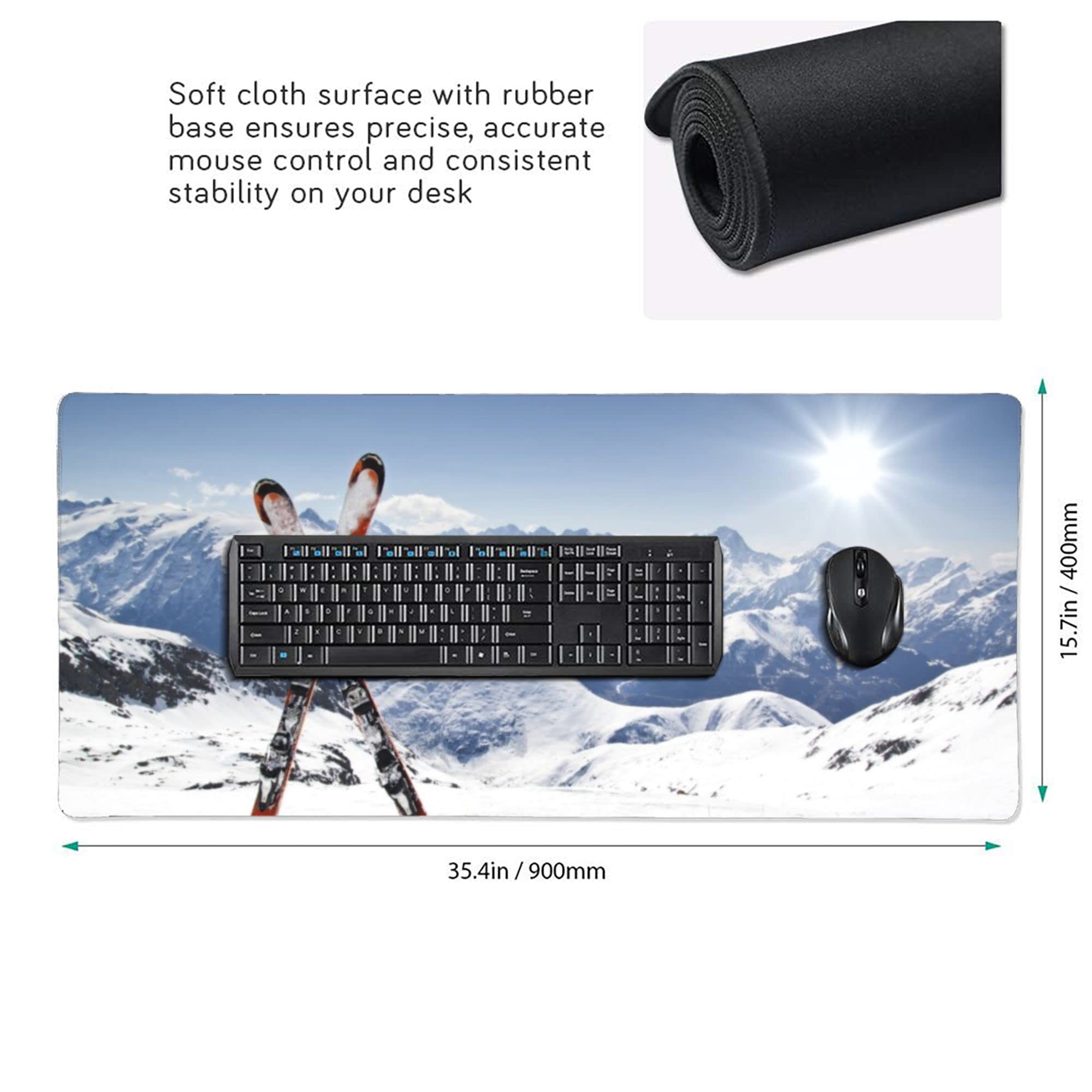 Custom Personalized RGB Gaming Mouse Pad With Photo Picture Text Logo, Customized Large Mouse Mat, 35.4 X 15.7 Inch Extra LED Extended Mousepad, Non-Slip Rubber Base Mouse Keyboard Mat