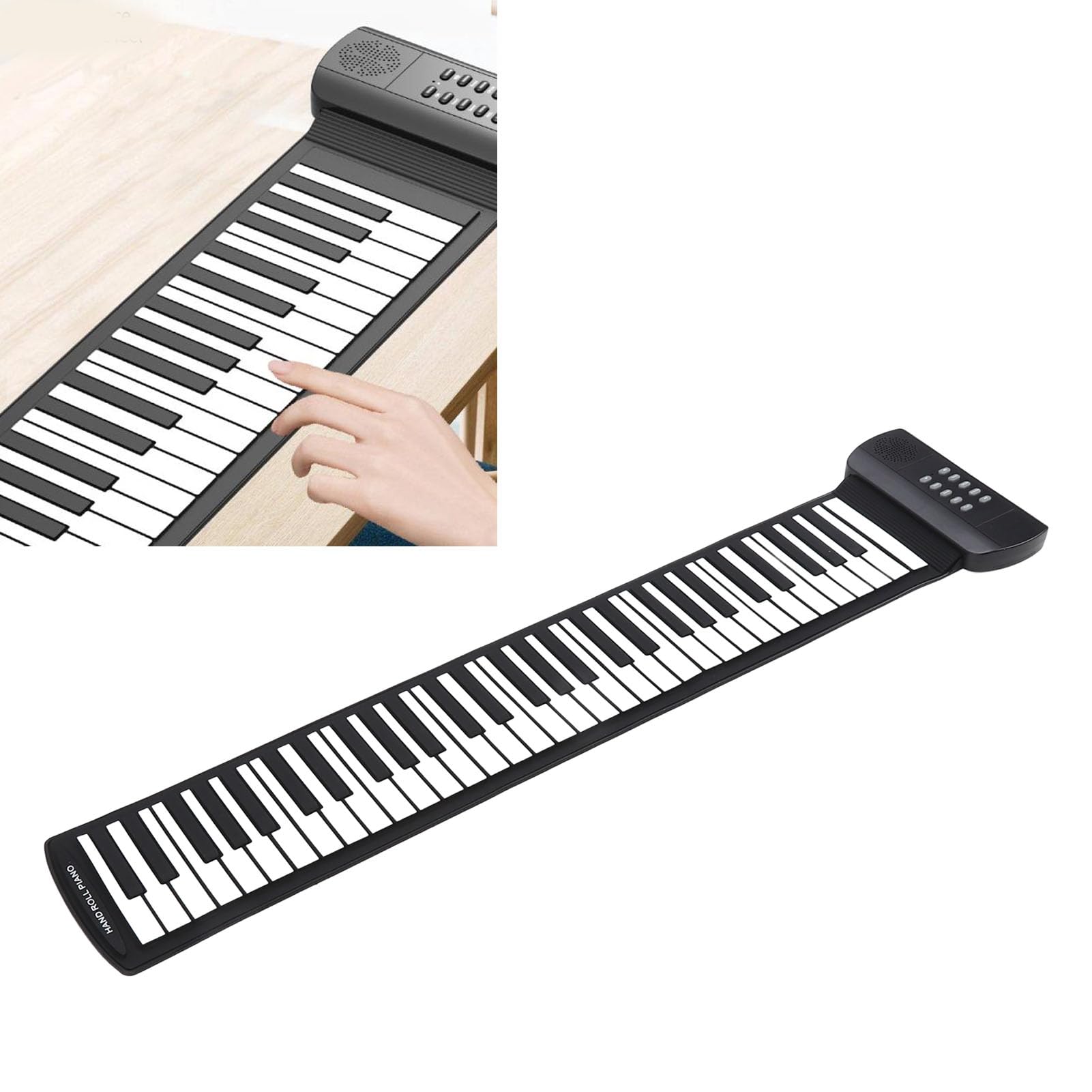 Pianoforte Roll Up 61 Tasti, Pianoforte Elettronico Portatile con Registrazione, Tastiera Pianoforte Roll Up Flessibile per Bambini Principianti, 16 Toni Diversi, 6 Brani Demo,