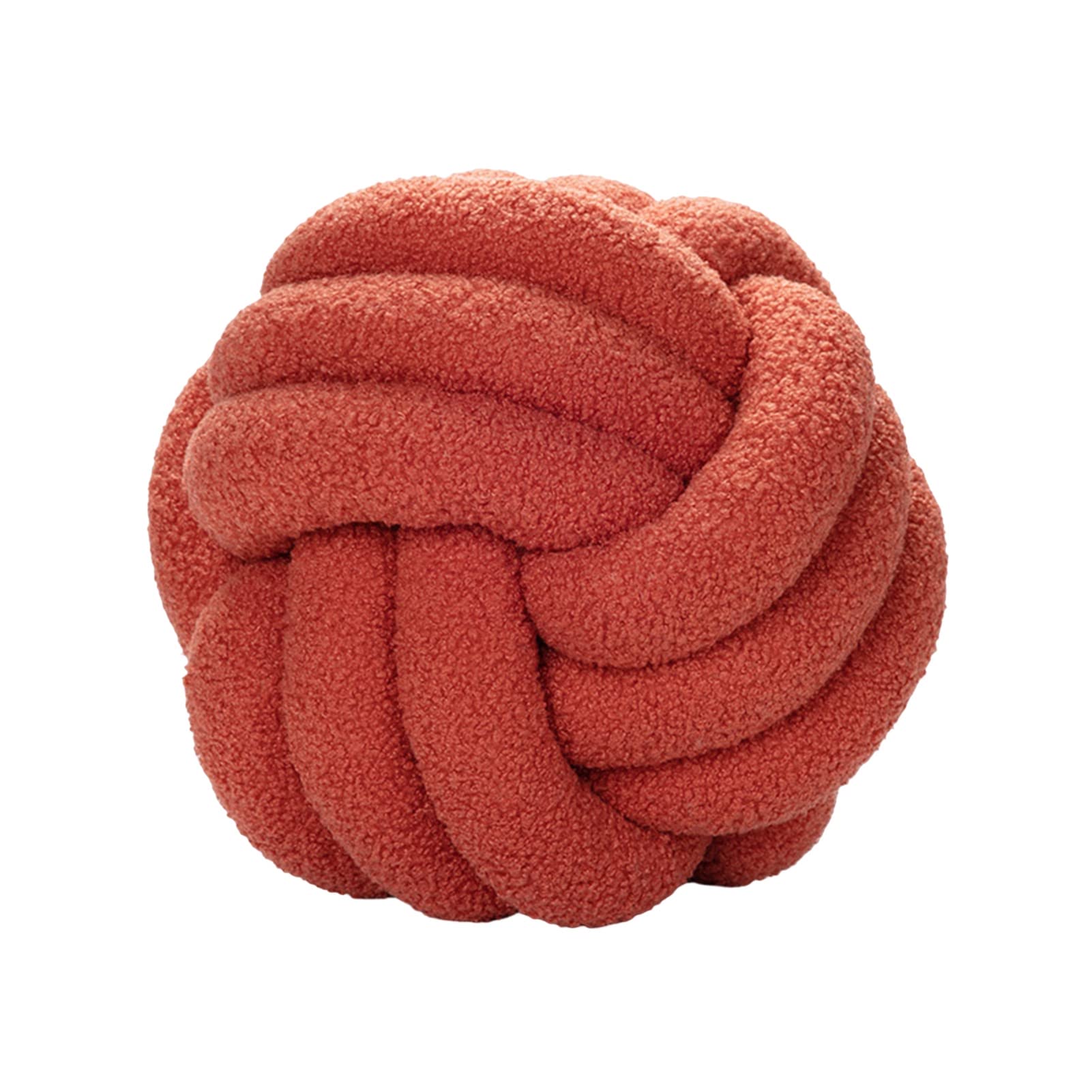 Bigougem Knot Ball Pillow, Knotted Ball Throw Pillow Ultra Soft Companionship Decorative Hand-woven Knotted Ball Lamb Velvet Sofa Cushion, Knot Cushion, Sofa Pillow Brick Red