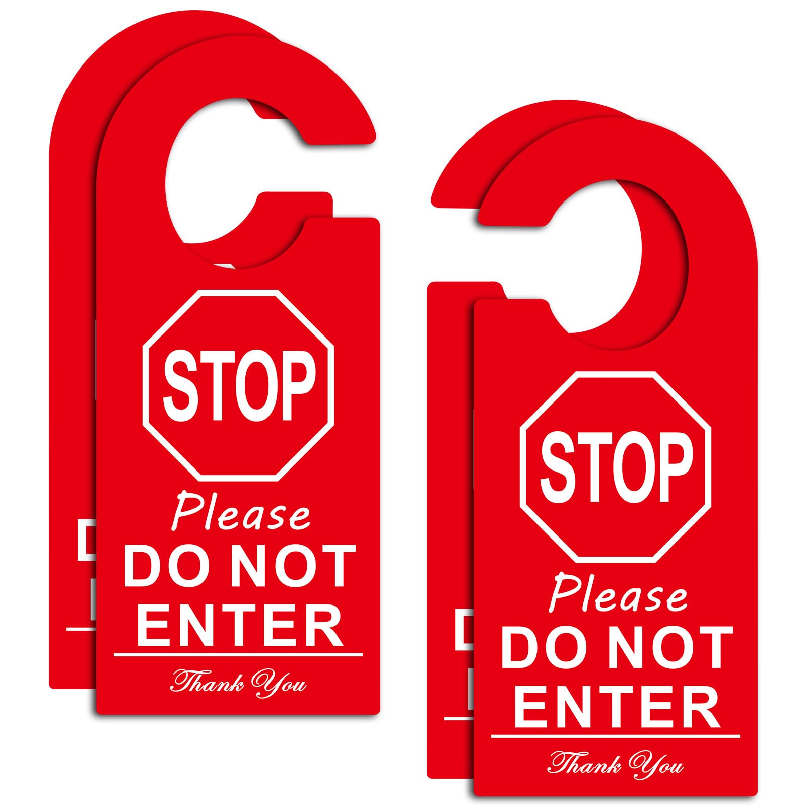 Photo 1 of (4 Pack) Stop - Do Not Enter Door Hanger Sign, 8.5x3 inches, Double Sided, Business Design Ideal for Home, Office, Hotel