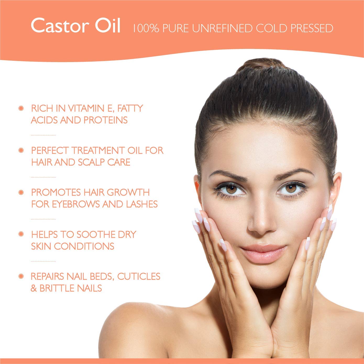 Large 4oz Castor Oil Cold Pressed Organic 100% Pure Hexane Free - With Glass Bottle and Mascara Wand - Natural Treatment for Hair Growth, Skin Care, Eyelashes and Eyebrows