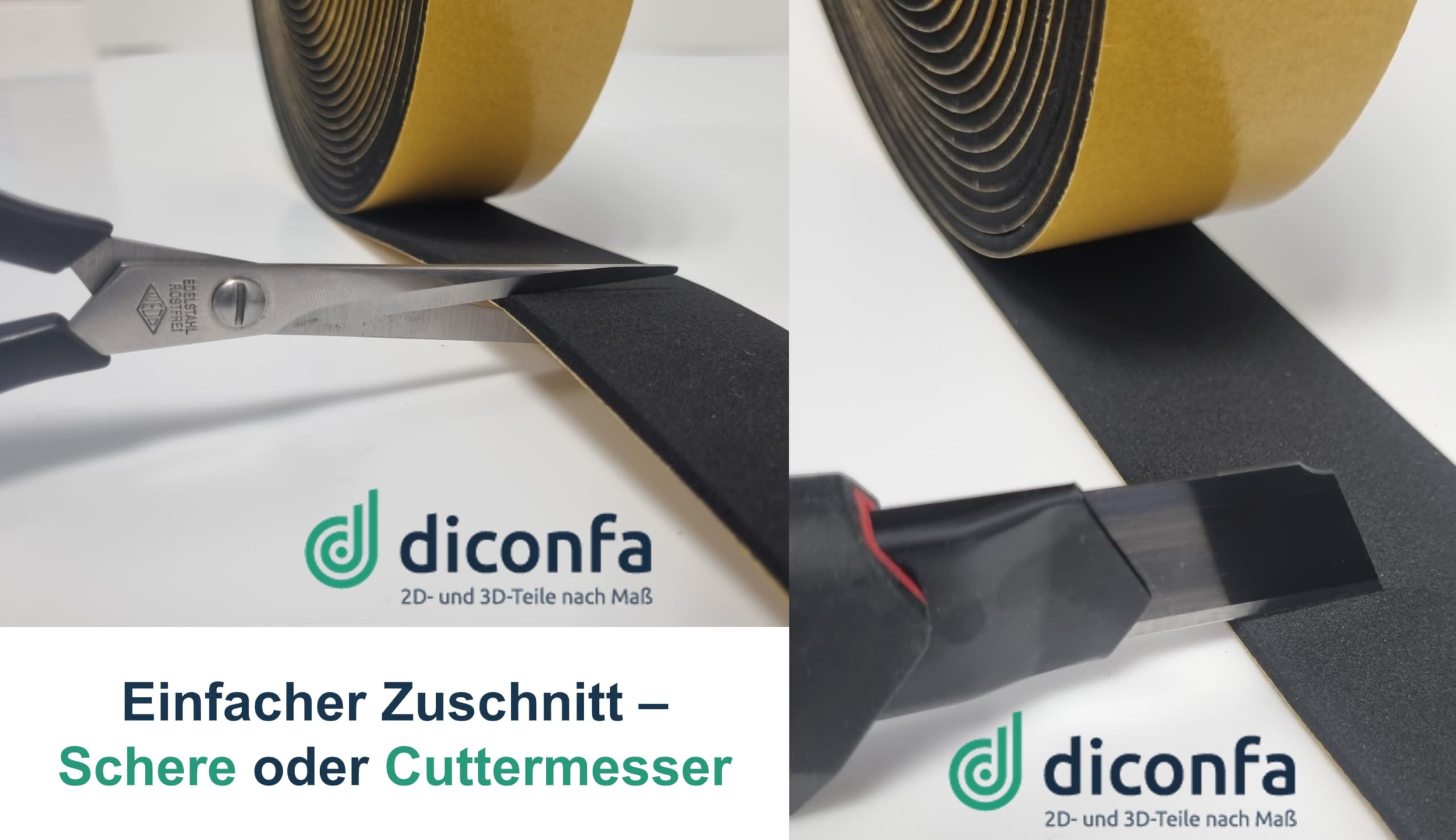 diconfa Dachfenster Dichtung schwarz kompatibel mit VELUX - WÄHLBAR Breite 44mm, 54mm - Länge 0,05m bis 10m - AUSWAHL: 44mm x 2000mm - Schaumdichtung selbstklebend Lüftungsklappe Holz Kunststoff