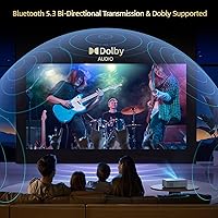 Vista 3 de [Compatible con Netflix y Dolby Audio] Proyector inteligente con WiFi6 y Bluetooth5.3, enfoque eléctrico y corrección automática keystone