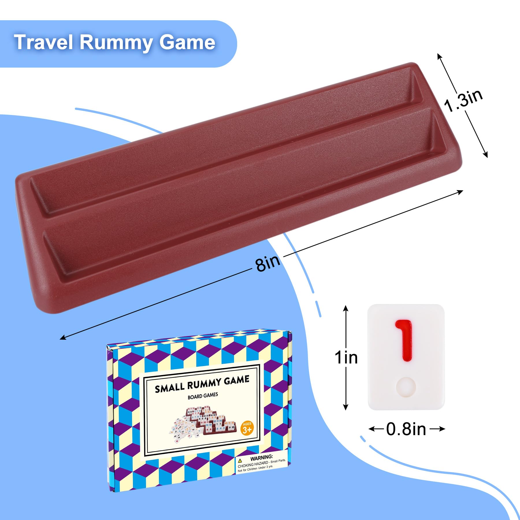 GOTHINK Rummy Game Set, 106 Tiles Travel Size Rummy Cube Set including 4 Double Holders/Trays - Image 2