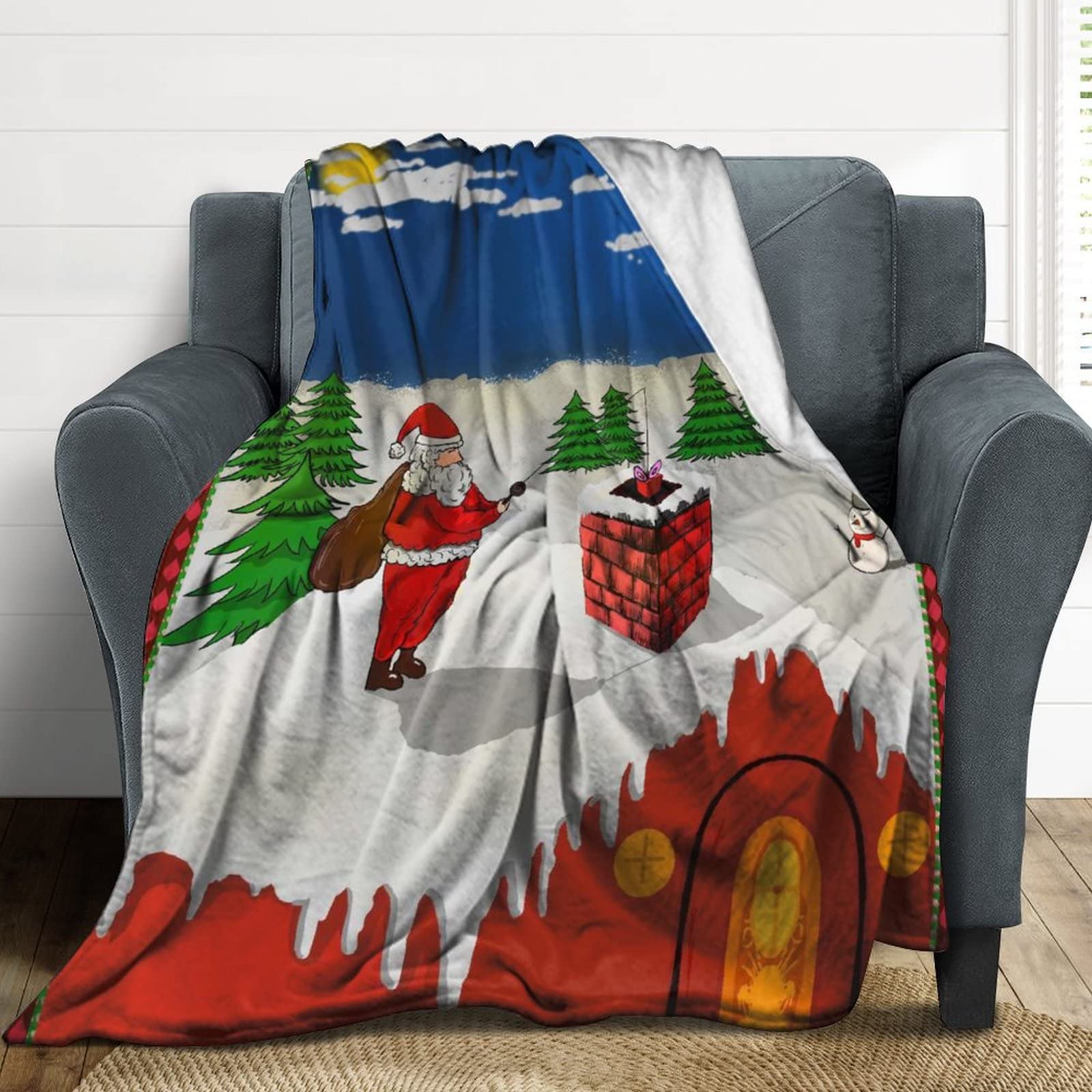 Manta navideña para sofá Cama, Manta de Felpa Suave y esponjosa, Manta de Franela de Lujo, súper acogedora, 60 x 80 Pulgadas