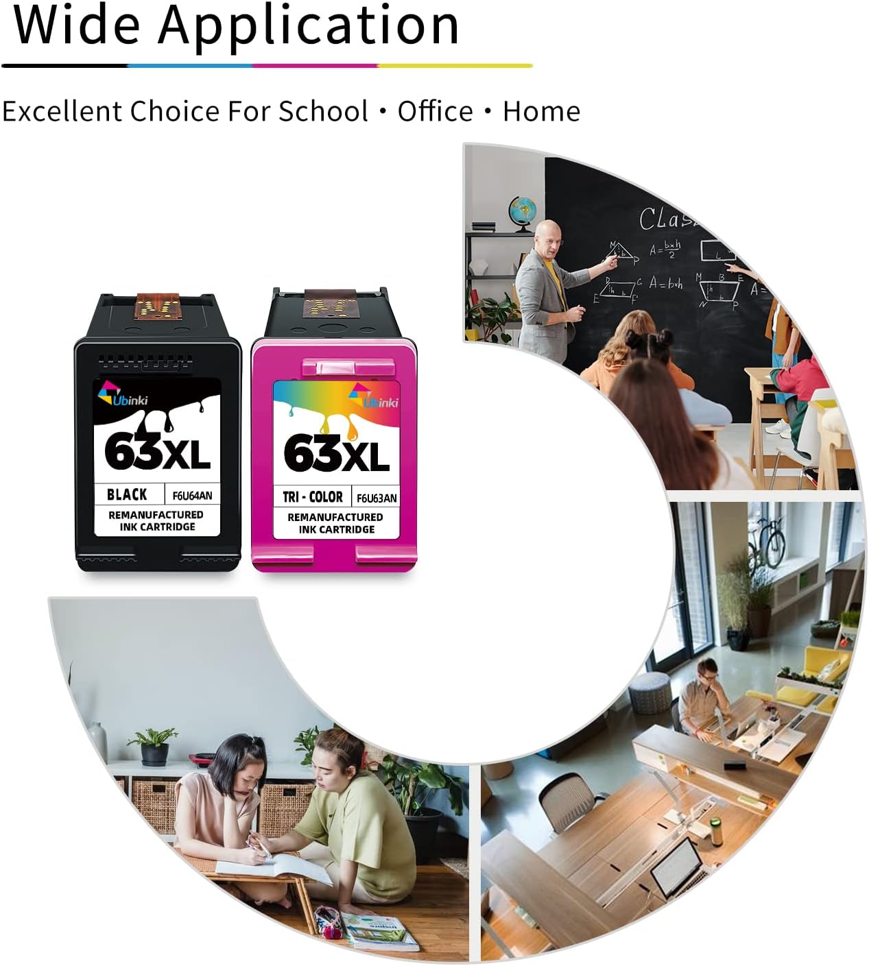 Ubinki 63XL Ink Cartridge Black Color Combo Pack for HP 63 XL 63xl Ink for OfficeJet 3830 4650 4655 5200 5255 5258 Envy 4520 4512 4516 DeskJet 1112 1110 3630 3632 3634 2130 2132 Printer | HP63 HP63xl : Office Products