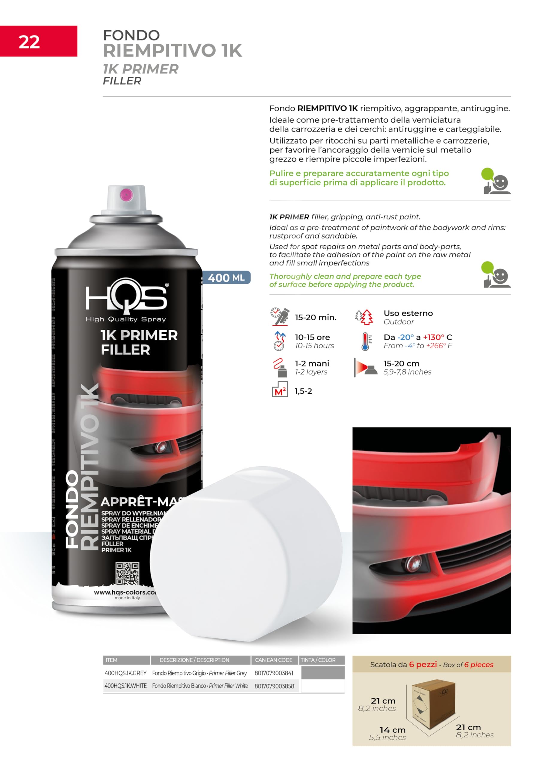 HQS Sprühlack Lackspray 400 ml (6, Weiß)