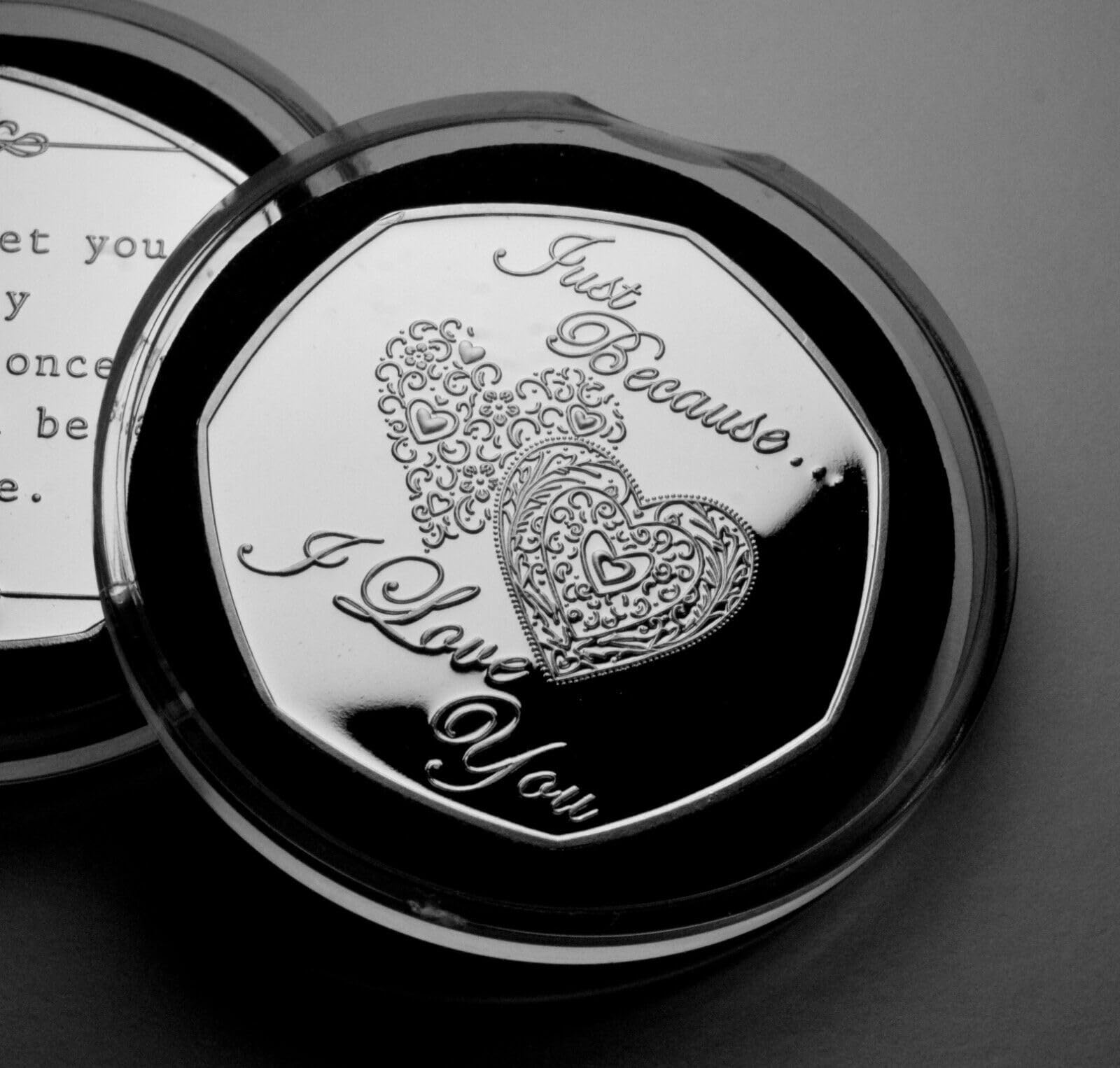 The Commemorative Coin Company JUST BECAUSE I LOVE YOU... Silver Commemorative. Capsule. Husband/Wife/Gift/Present/Girlfriend/Boyfriend