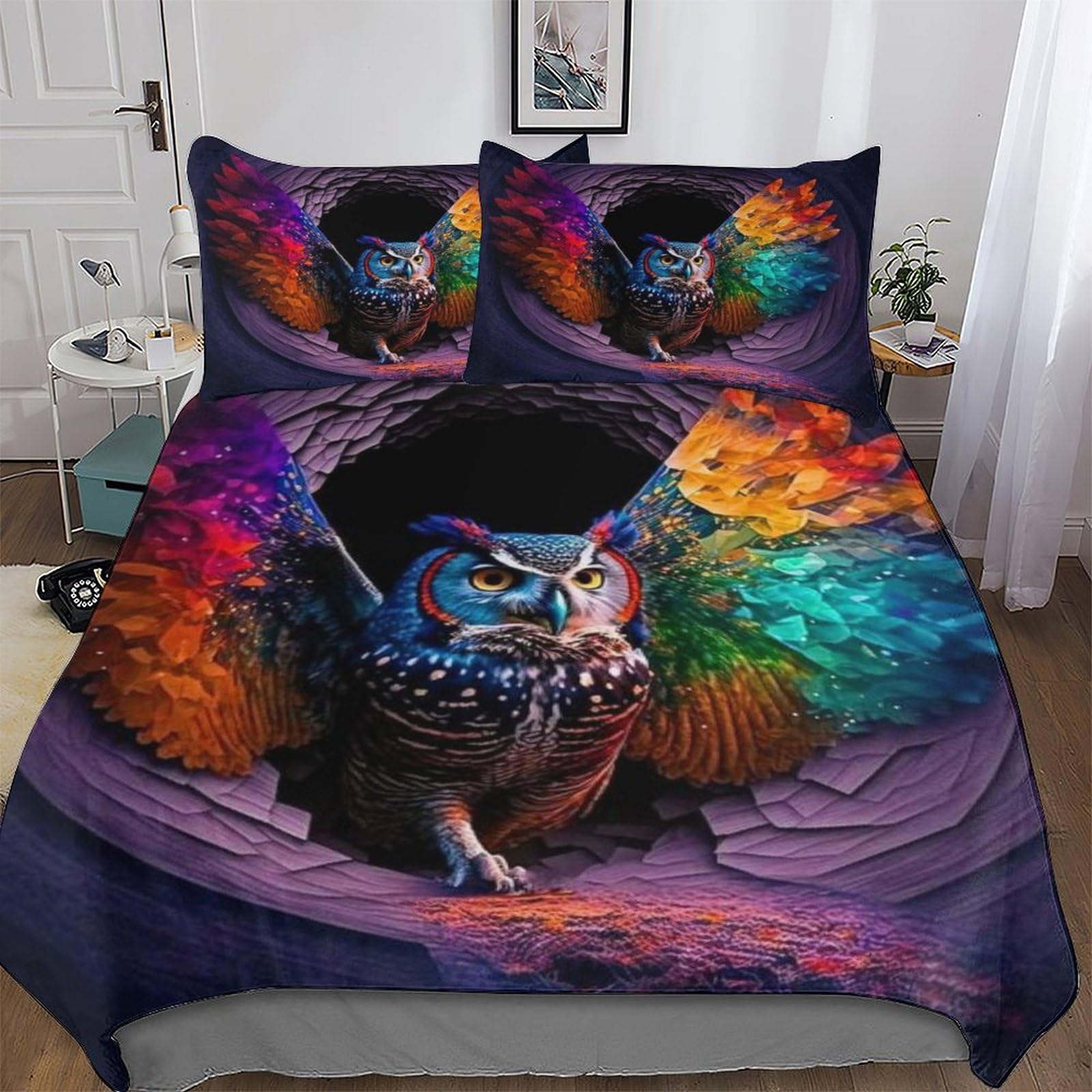 Linge de lit hibou de qualité supérieure en microfibre douce 2 pièces