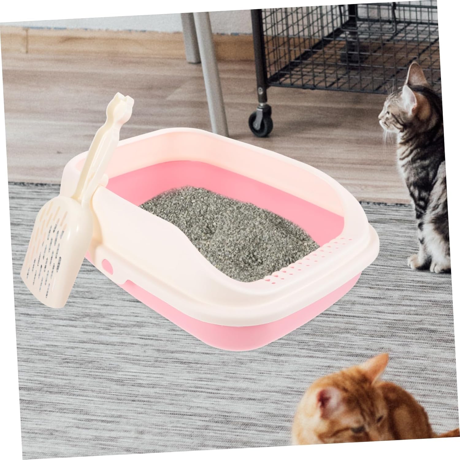 Mini Cat Litter Box with Lid Semi-Automatic Box for Kitten Enclosed Sifting Travel Litter Box Easy to