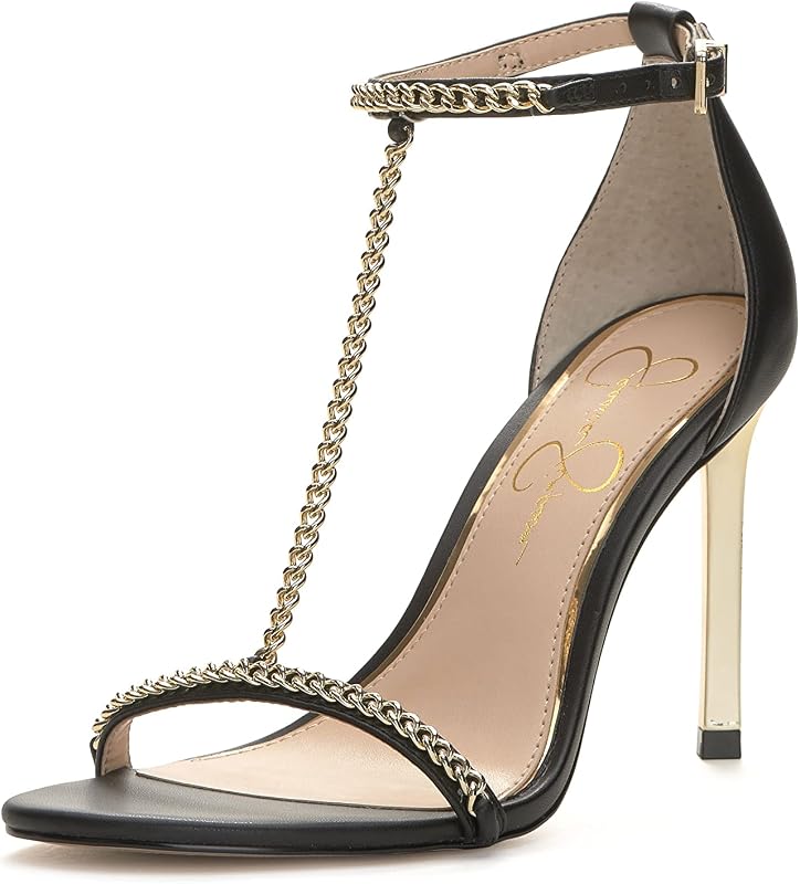 Women’s Qiven T-Strap High Heel Sandal with Chain Detail
