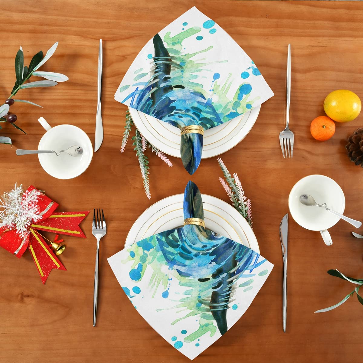 Lot De 4 Serviettes De Table Réutilisables Et Lavables En Tissu Pour Maison, Dîner, Mariage, Banquet, Fête, 50,8 X 50,8 Cm