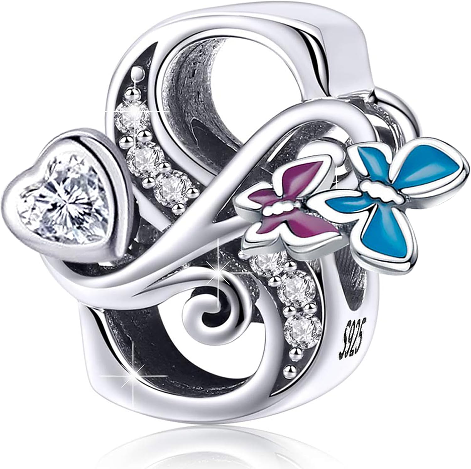 S925 Silver Butterfly Initial Letter Charms Fit for Pandora Charms Bracelets and Necklace Alphabet Bead Charms Jewelry Gifts for Women