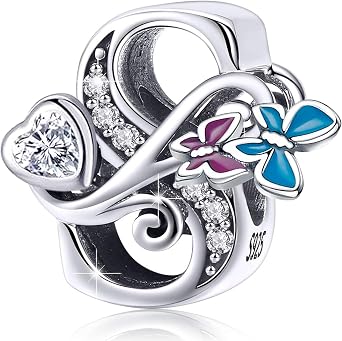 Silver Initial Letter Butterfly Charm for Pandora Charms Bracelet Personalized DIY Charms Gifts for Women