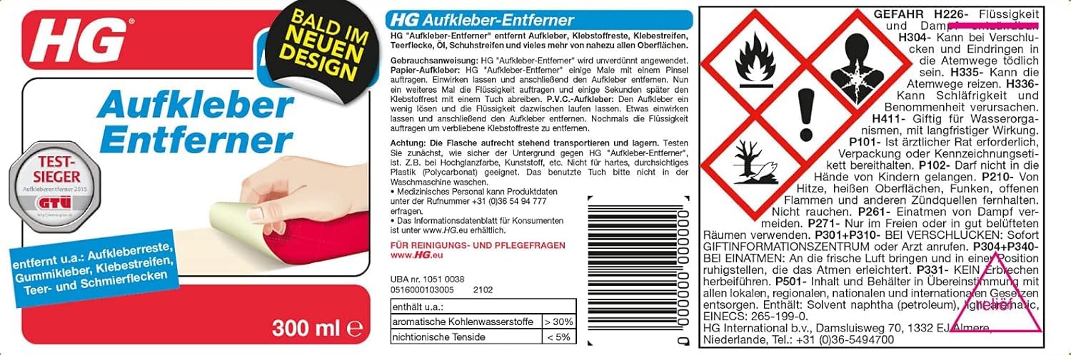 HG Aufkleber Entferner – Entfernt Klebereste, Etiketten & Aufkleber – 6er Set