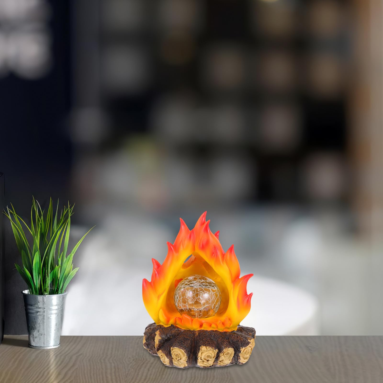 BESPORTBLE Lampada Solare Effetto Fuoco Finto in Resina Resistente alle Intemperie per Decorazione Casa e Feste di Halloween e Natale Luce Notturna LED Realistica