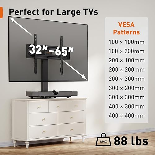 Miniatura 3 de Perlegear Soporte para TV, soporte giratorio universal para televisores LCDLEDOLED de 32 a 60,65 pulgadas de hasta 88 libras, soporte de TV de mesa
