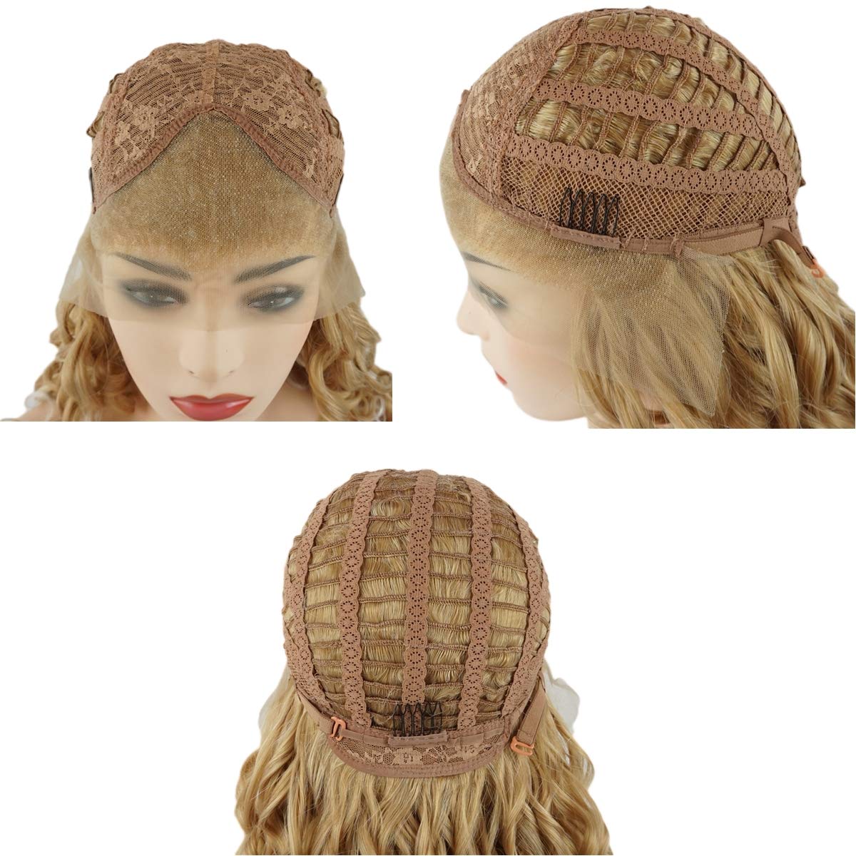 Lushy Long 24inch Wavy Ash Blonde Light Blonde Mix Heavy Density Heat Resistant Realistic Synthetic Lace Front Wig