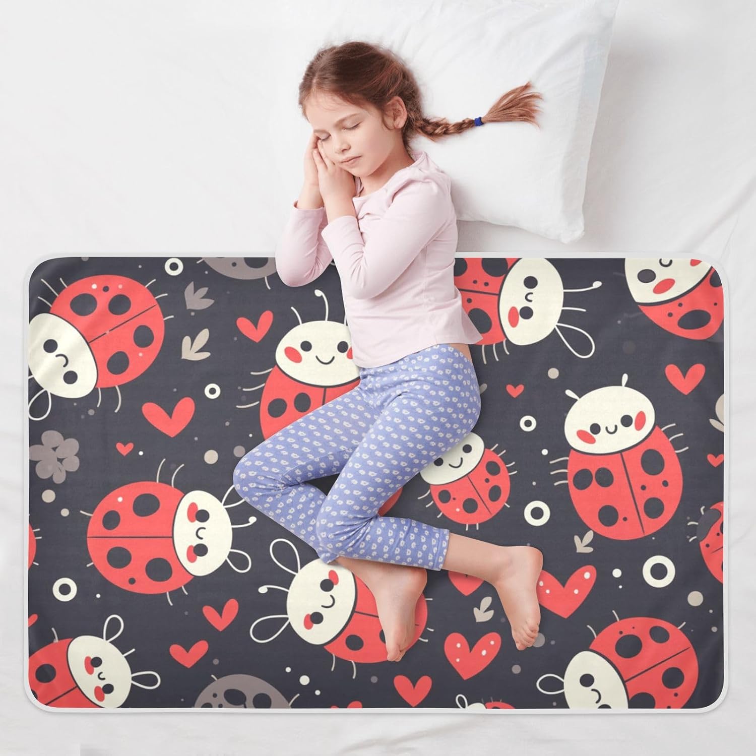 Cute Cartoon Extra Large Resuable Toddler Mattress Pads Highly Absorbent Bed Wetting Sheet Slip-Resistant Travel Mattress for Toddler Kids , 52" L x 34" W