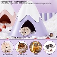 Vista 8 de Escondite de hámster, casa de escondite de hámster en forma de montaña nevada, linda cabaña escondida de hábitat de animales pequeños para hámsteres