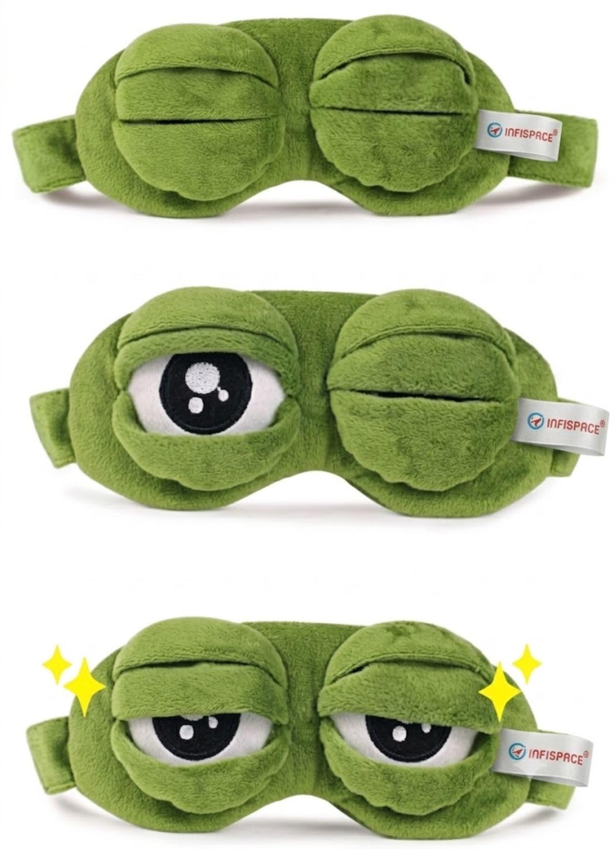 Infispace 3D Plush Frog Eye Mask | Comfortable Adjustable Sleep Blindfold | Total light block, zero eye pressure, skin-safe breathable fleece, no-hair-snag buckle, fits kids & adults-image-27