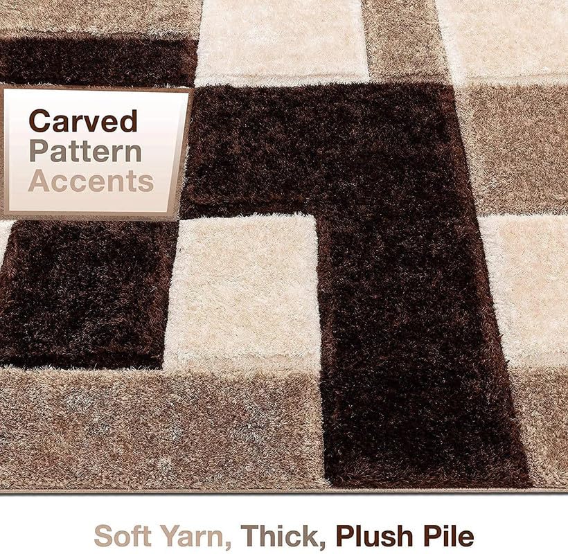 Image of RUG ERA Shaggy Carpet for Living Room 6X8 FEET Fluffy Rug for Bedroom Floor Modern Non-Slip Floor Mat & Galicha for Home Decor | Cozy Area Carpet (Luxury L-Brown)