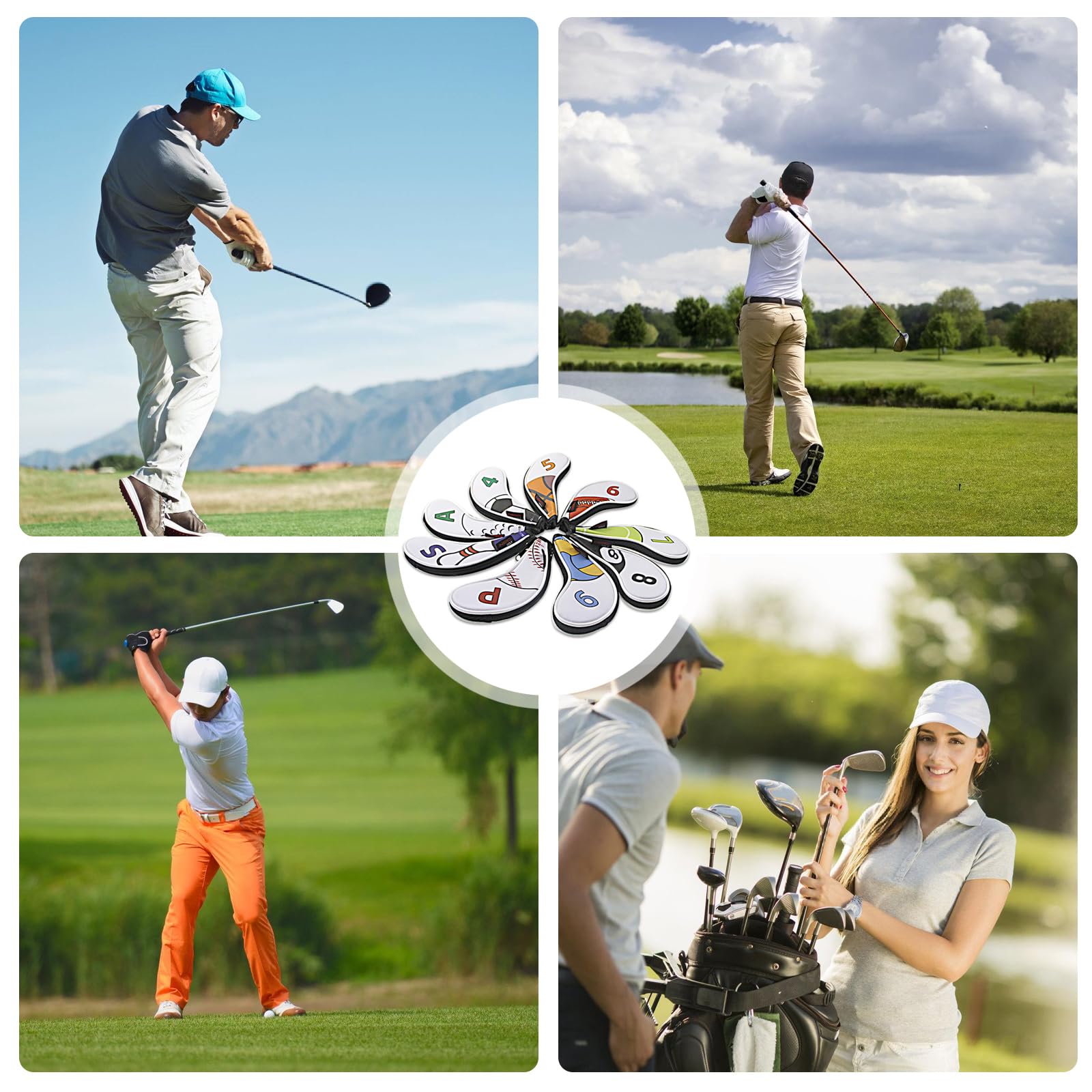 9 Stück Golf Eisenschläger Abdeckung mit Reißverschluss