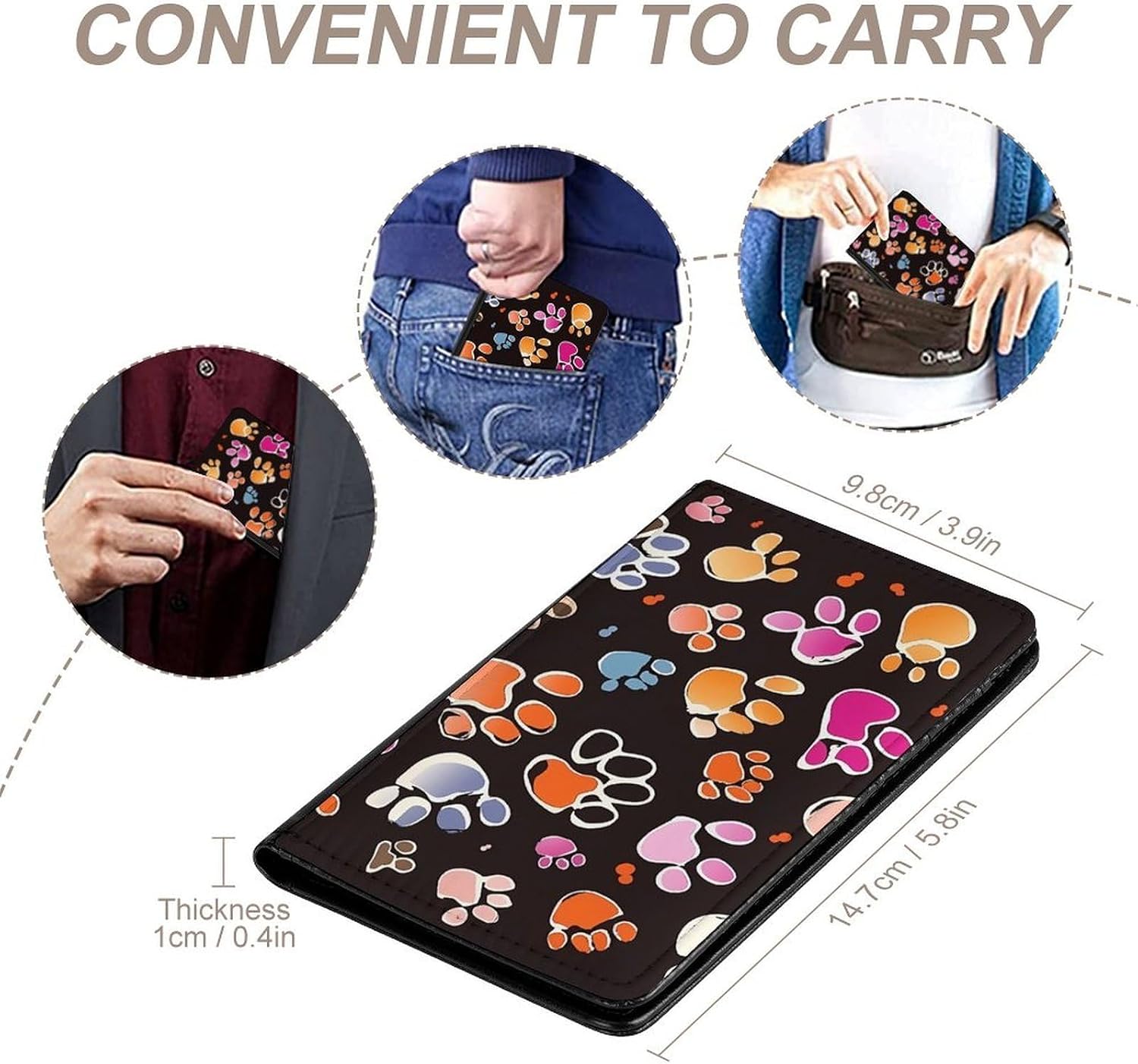 Cute Passport Holder for Travel,Personalized Multi-Functional Passport Cover with Card Slots,Slim Pawful Paws Print Printed Passport Wallet for Women Men