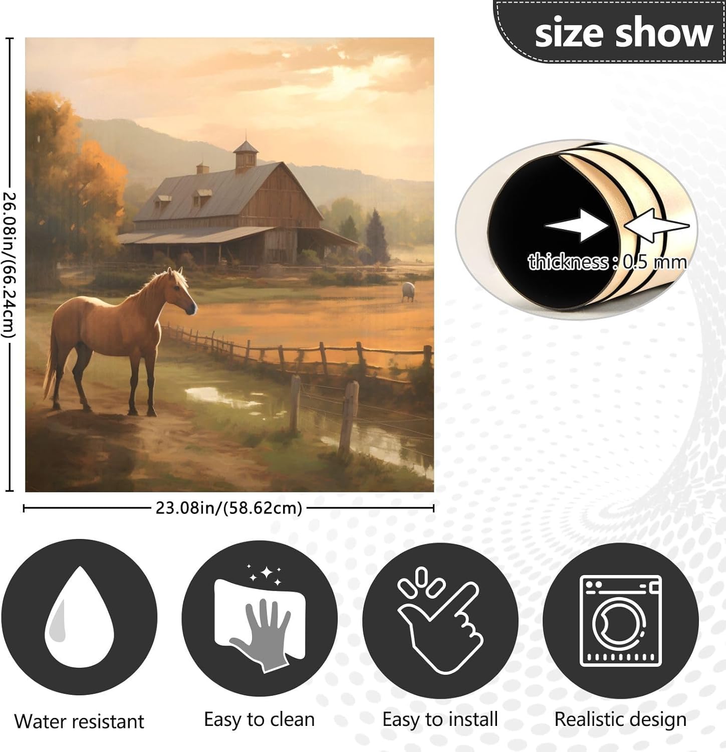 Landscape Farmhouse Horse Dishwasher Magnet Cover Decorative Refrigerator Magnet CoverMagnetic Sticker Dishwasher Door Panel Cover Fridge Appliance Magnet Decal 23x26 inch