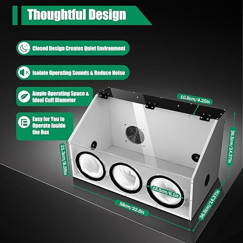 Miniatura 2 de Caja de polvo eléctrica totalmente cerrada para pulir mesa, caja de polvo, cubierta acrílica, con luz LED y ventilador para máquina pulidora (3