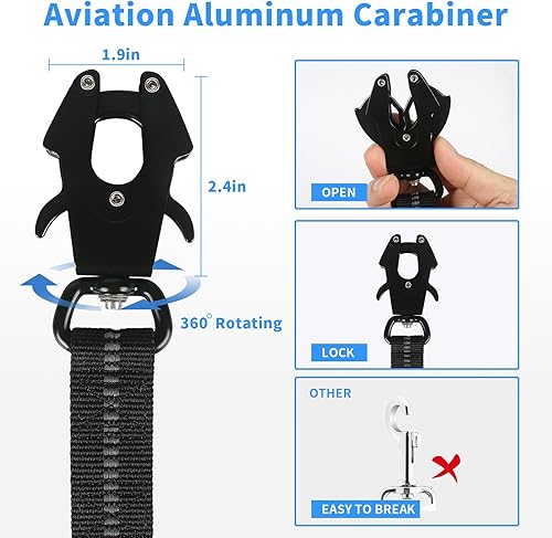 Miniatura 3 de Correa de perro resistente con dos asas acolchadas para control de tráfico para entrenamiento de pasear perros, elástico reflectante de 4 a 6 pies
