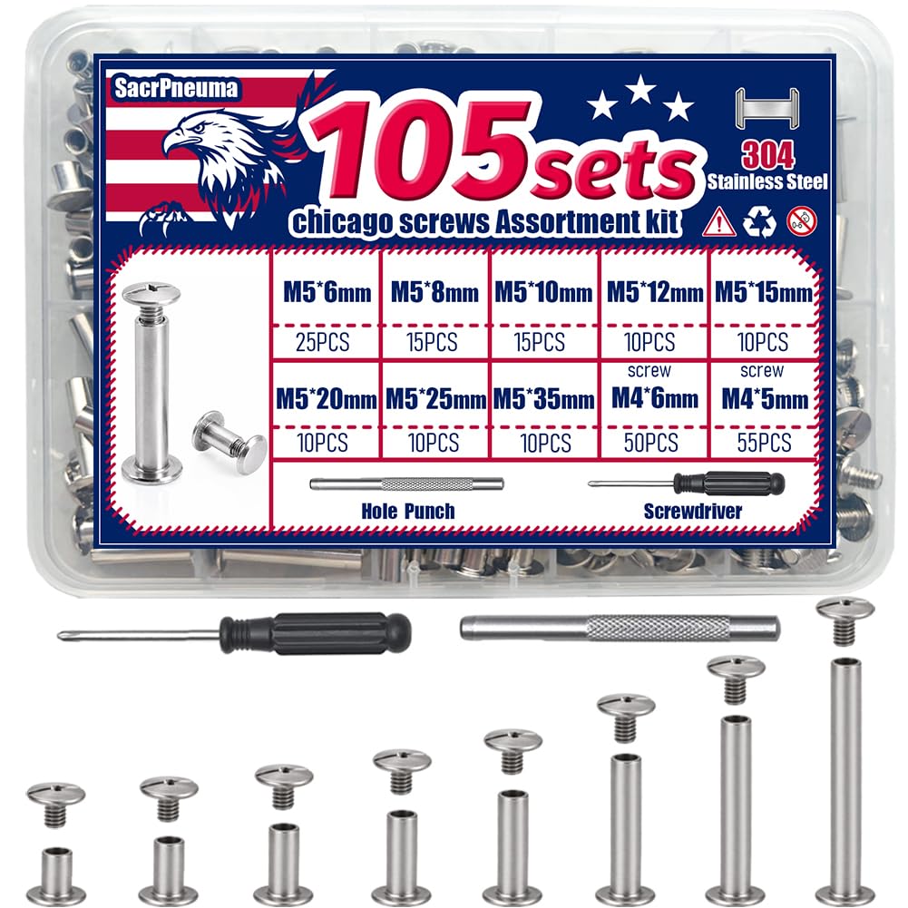 Chicago Screws for Leather - 135 Sets -17 Chicago Screws for Leather - 135 Sets -17