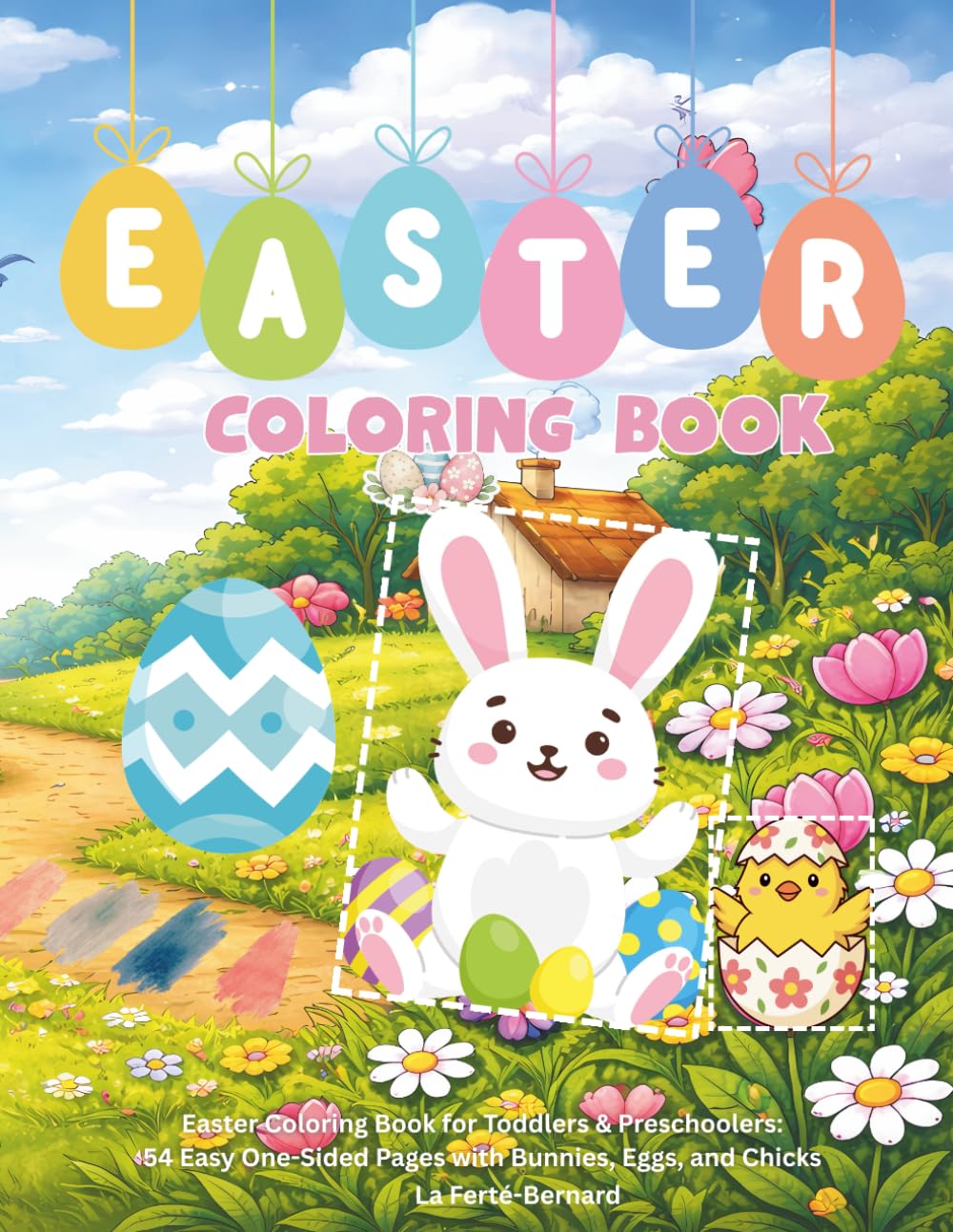 Easter Coloring Book: Easter Coloring Book for Toddlers & Preschoolers: 54 Easy One-Sided Pages with Bunnies, Eggs, and Chicks