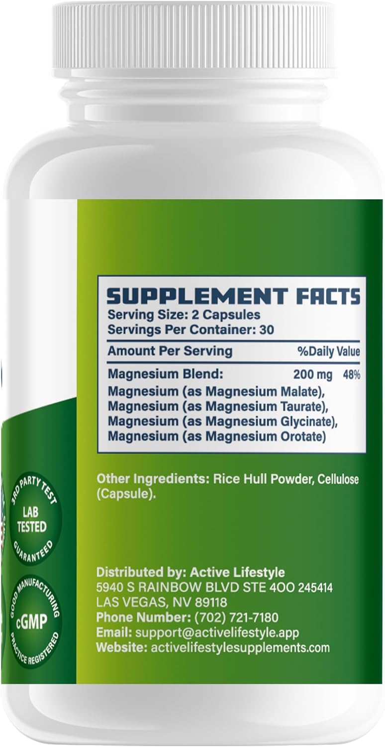 Magnesium Fusion 4X, Glycinate, Taurate, Malate, Orotate Complex, Supports Relaxation, Restful Sleep & Heart Health, Daily Magnesium Support, No Mag Citrate or Oxide, Made in USA