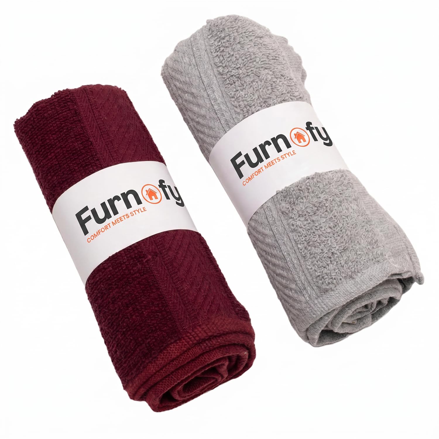 Furnofy 450 GSM Hand Towel Set of 2 Soft, Absorbent & Quick Dry Towel for Gym, Home, Kitchen, Pool, Travel - (40x60 cm, Maroon Grey)