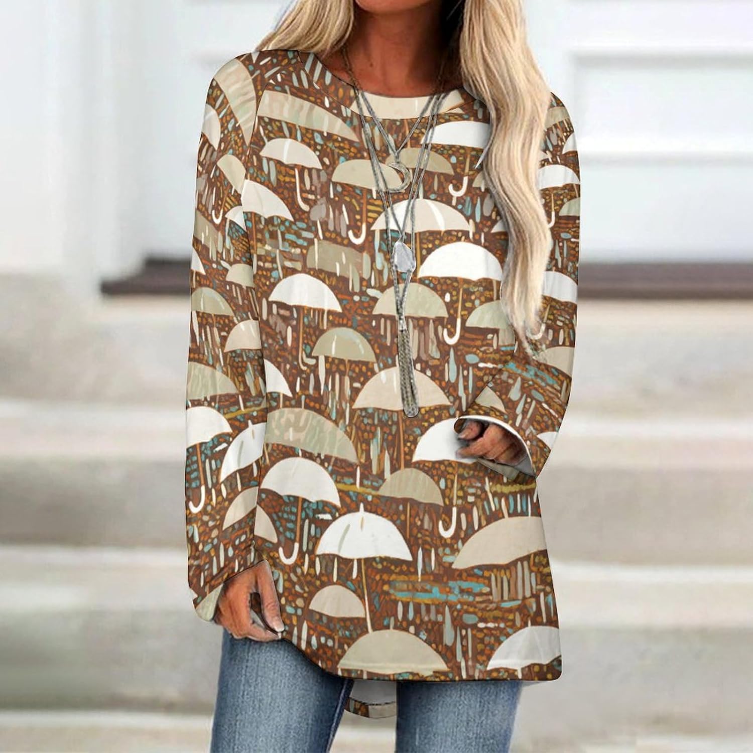 Long Sleeve Shirts for Women Raglan Casual Round Neck Basic Tees Loose Fit Tops Blouse