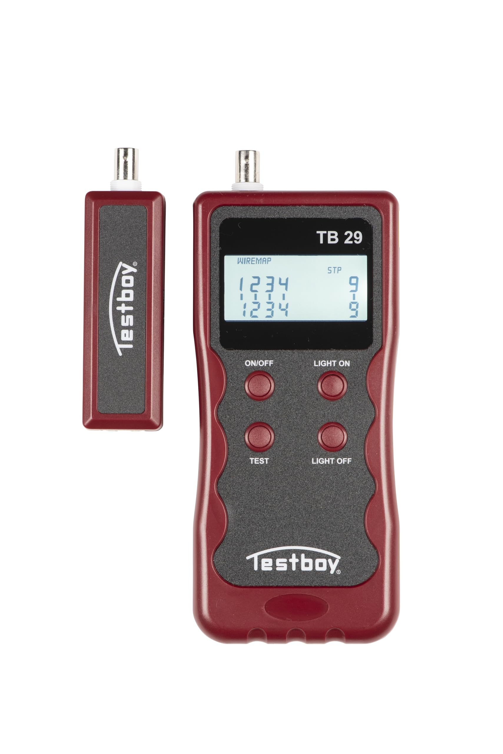 Testboy 29 Netzwerkverdrahtungstester (Mit übersichtlichem LC-Display, kann Kabelformate auf Unterbrechungen, Vertauschungen oder Kurzschlüsse überprüfen; handlich und leicht bedienbar), Rot/Schwarz
