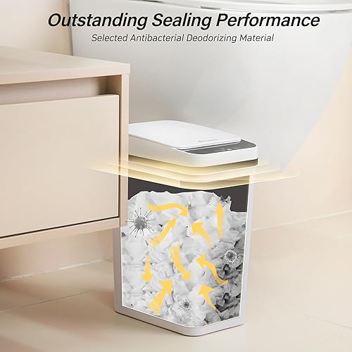 Miniatura 5 de Bote de basura inteligente sin contacto de 2.6 galones con sensor de movimiento automático con tapa, cubo de basura eléctrico impermeable estrecho