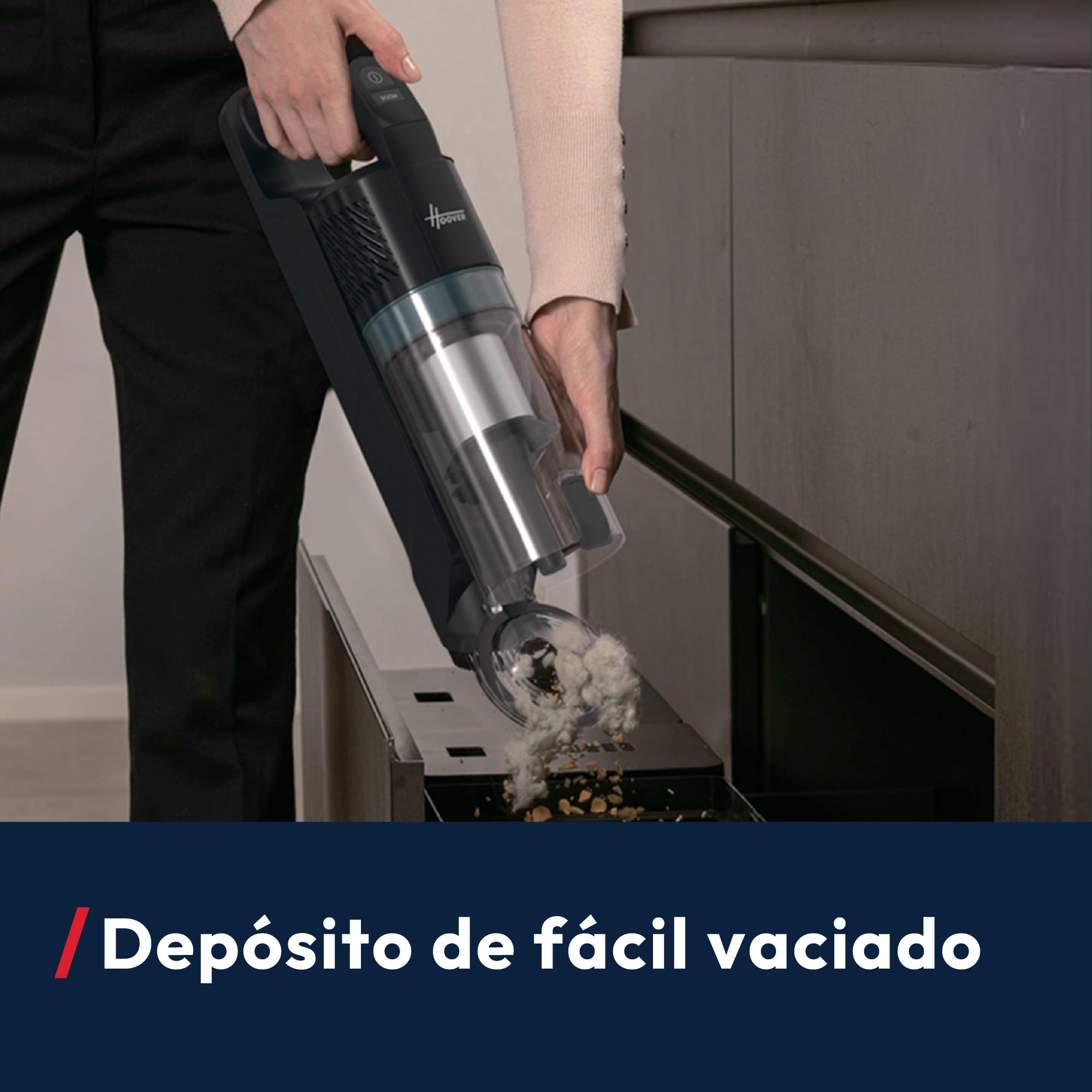 Hoover HF1 Core Pet Aspiradora Escoba Sin Cable | 50 Min de Autonomía | Cepillo Motorizado para Pelo de Mascotas en Sofás, 3 Modos, Cepillo Anti-Twist, Boquilla LED, QuickPark, 200W