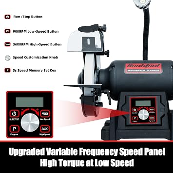 BUCKTOOL Variable Speed Bench Grinder, 200mm, 750W VFD Table Top Grinder