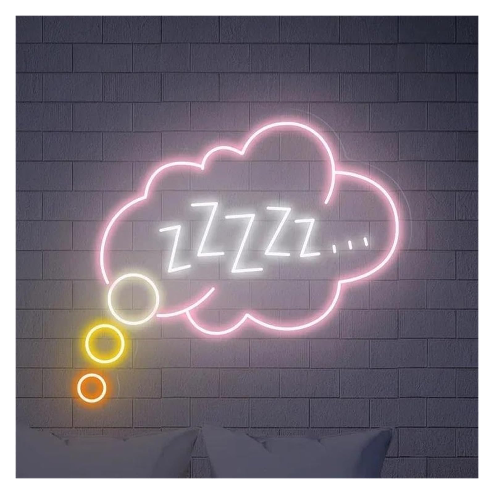 Shouxi E Sign Lamp Goodnight Sleeping Zzzz Neon Sign Usb Powered Dimmabl Kid's Room Aesthetic Wall Window Mount Indoor Decor 38Cm
