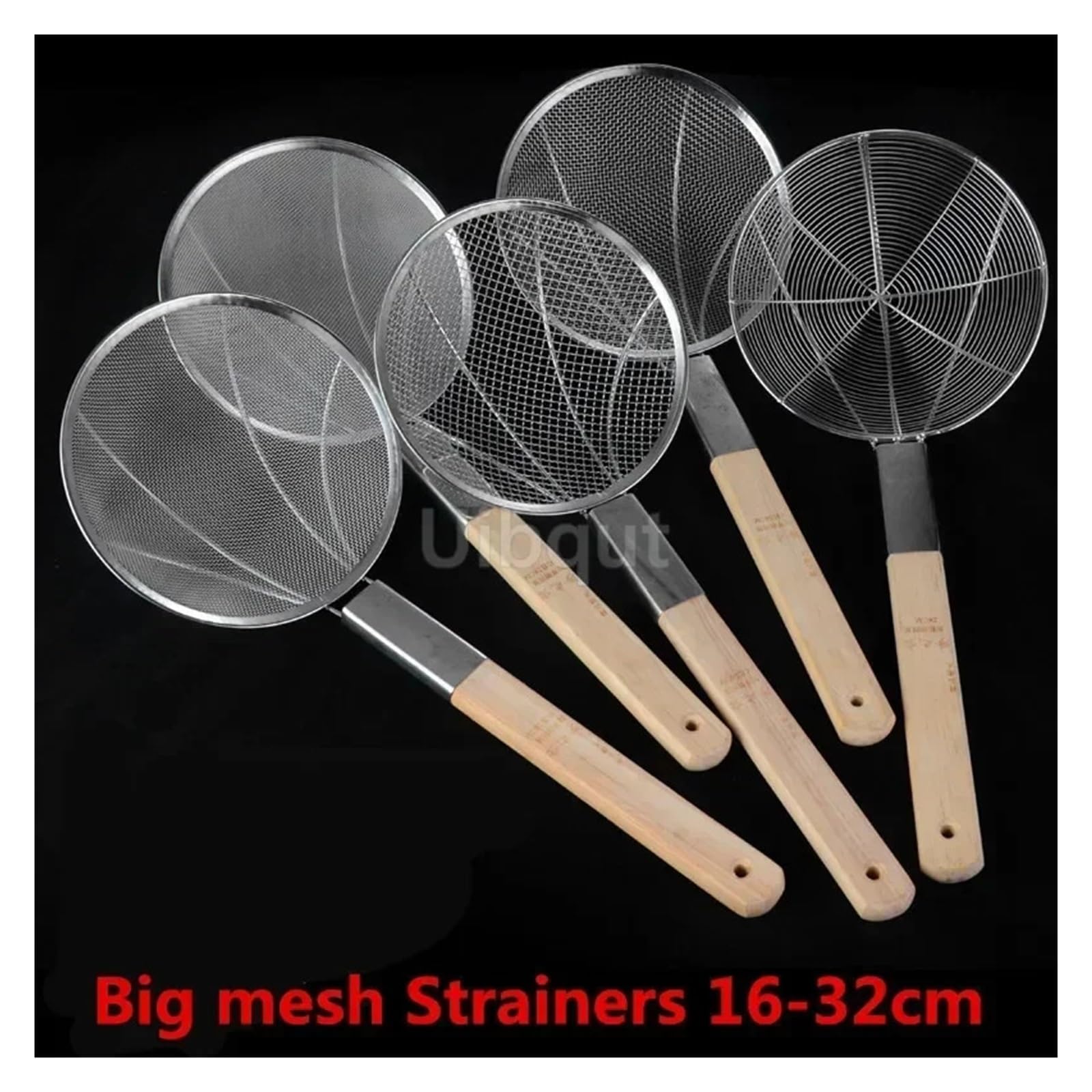 Küchensieb 1 stücke Edelstahl Große Lange Nudel Französisch Frites Siebe Sieb Korb Holzgriff Braten Net(24cm)
