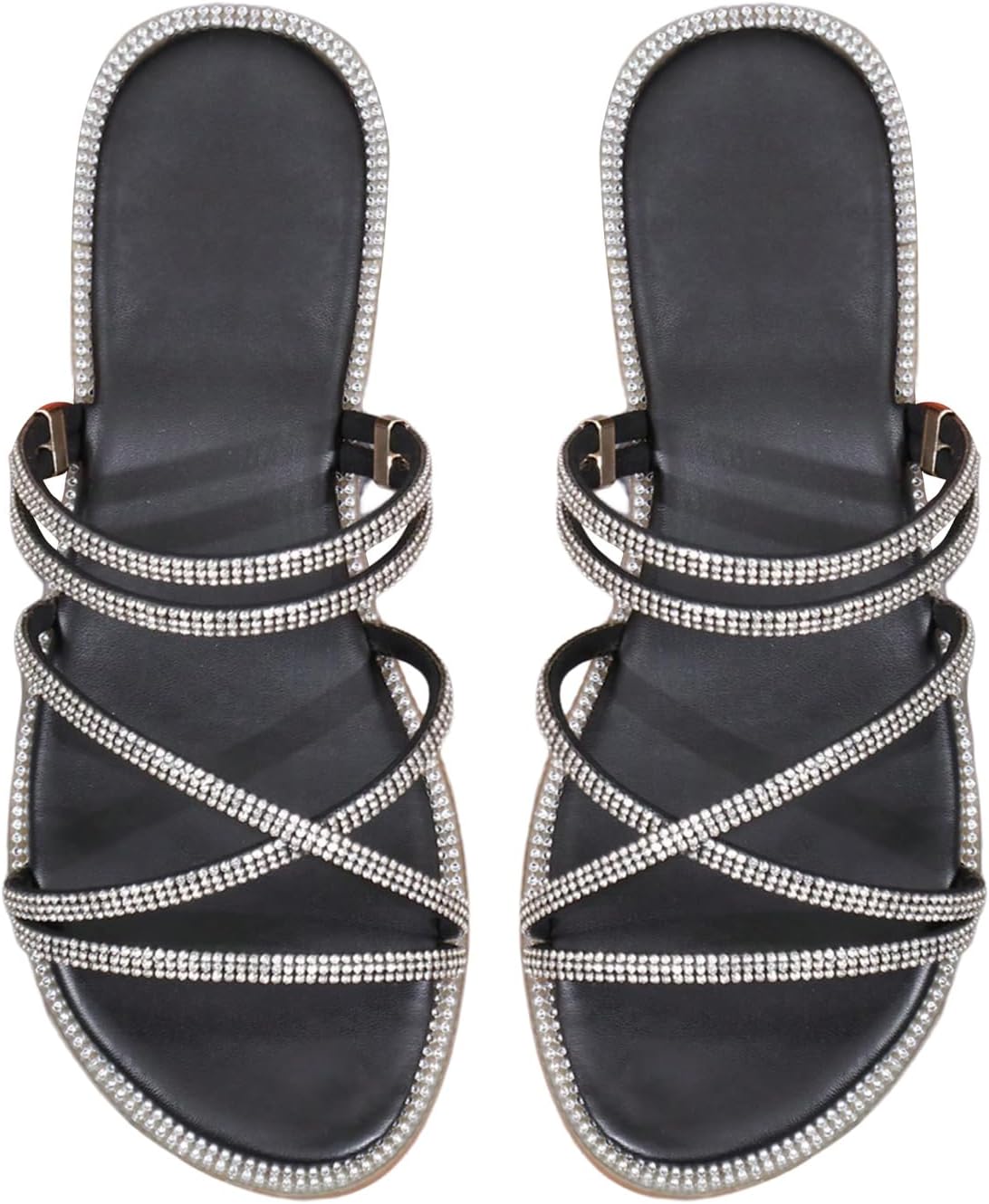 COZYEASE Women's Sandals - Glitter Rhinestone Decor