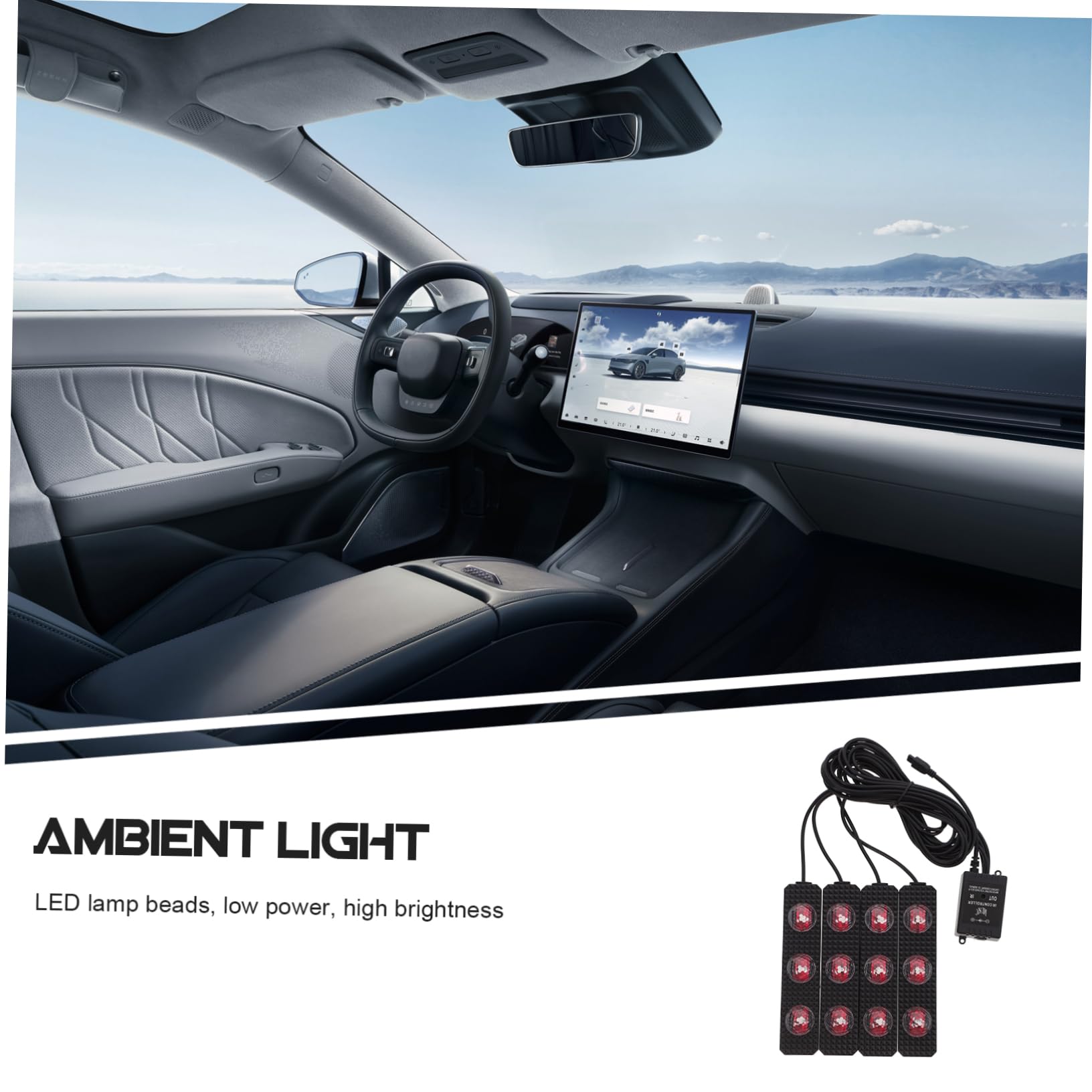 Luces Ambiente Coche Interior USB, 4 Tiras LED Multicolor