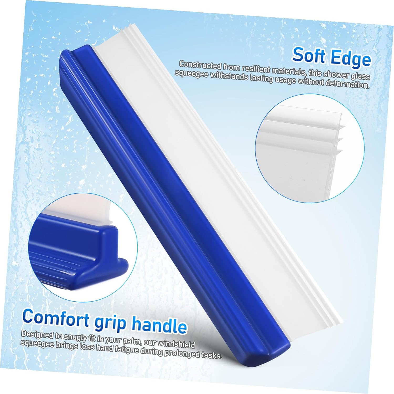 Car Cleaning Supply Car Squeegee Windshield Cleaner with Comfort Grip Handle Multipurpose Water Scraper Shower Glass and Household Windows